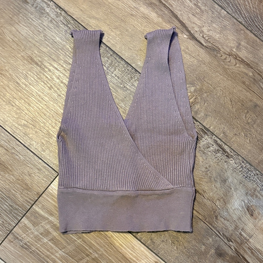 Dreamers Mauve Ribbed Crop Top